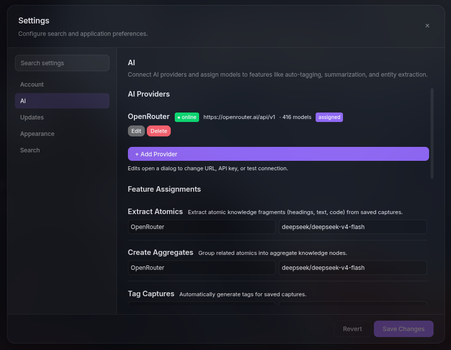Nodecast user interface showing the personal knowledge base dashboard